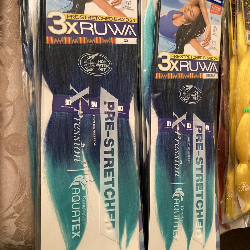 3X Ruwa Pre-Stretched Braid - Blue to Teal Ombre